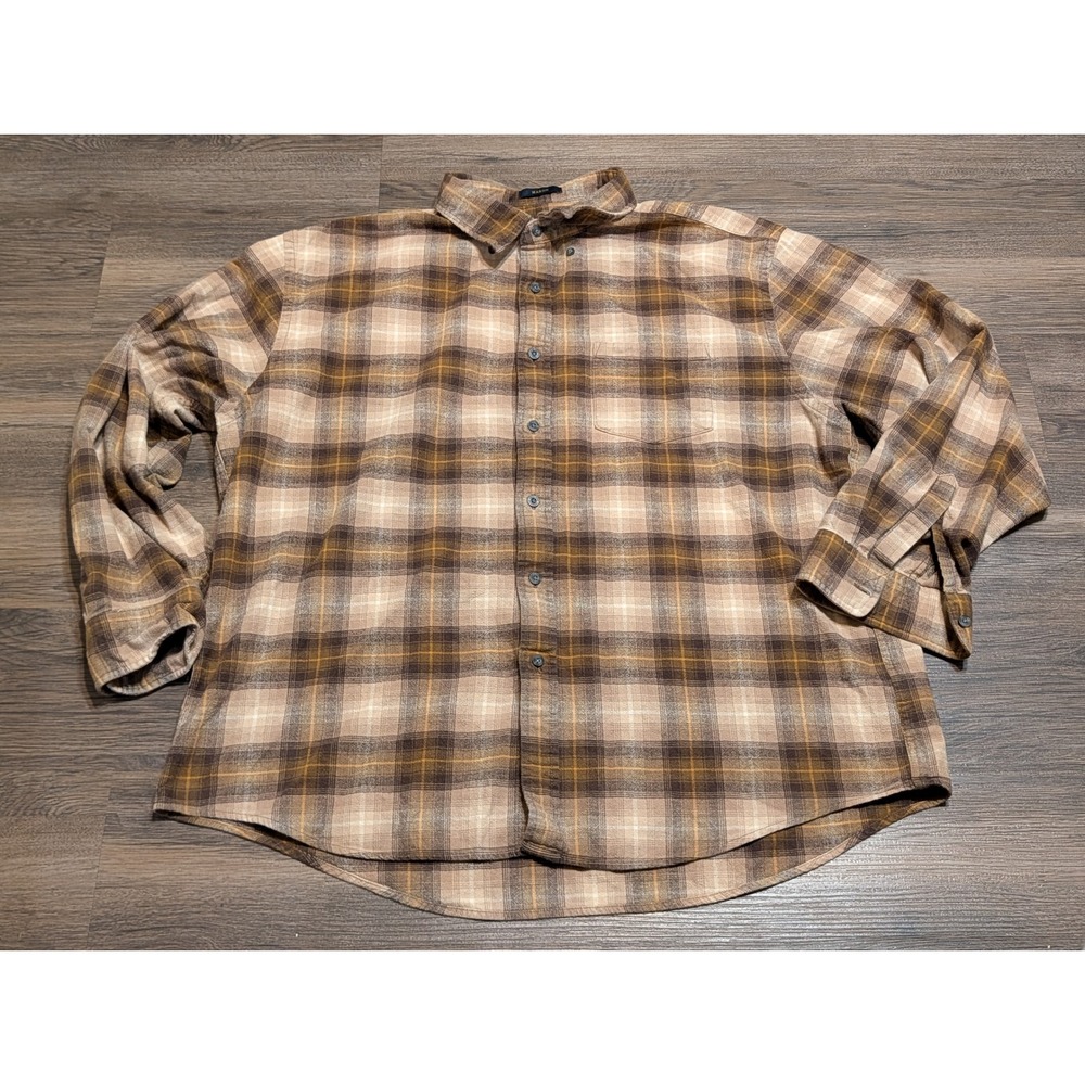 Pendleton Mason Plaid Flannel Shirt Mens XXL Brown Tan Long Sleeve Button Up